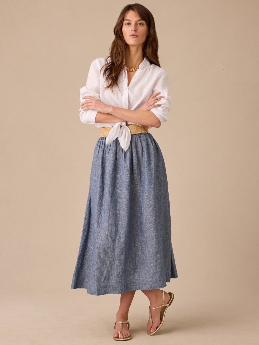 J McLaughlin Winnie Linen Skirt - Chambray NEW